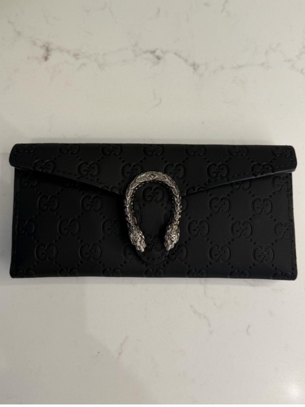 Embossed Leather Wallet with Silver-Tone Hardware - Picture 3 of 10